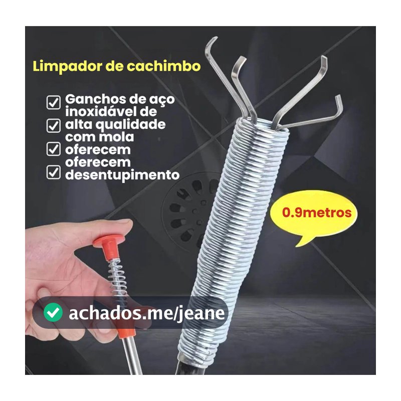 Desentupidor Manual para Pia e Ralo – Pegador de Cabelo em Aço Inox 90cm