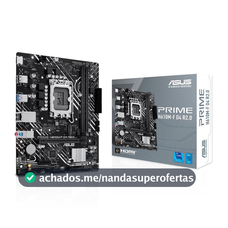 Placa Mãe Asus Prime Para Intel LGA 1700 H610M-F D4 R2.0 2xDDR4 mATX - 90MB1H70-M0EAY0