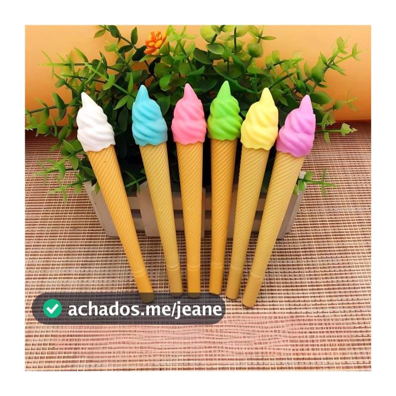 Kit 12 Caneta Sorvete Kawaii