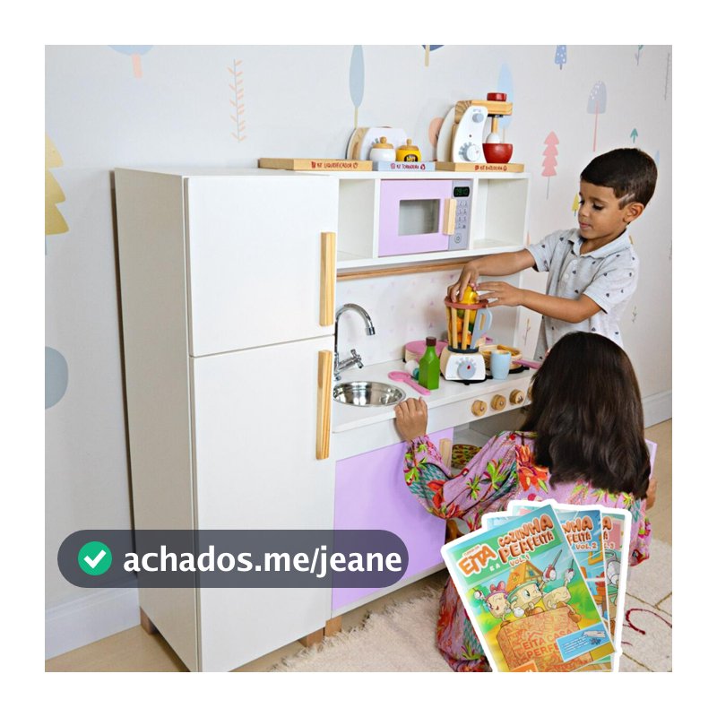 Cozinha Infantil Completa Madeira Criativa Pequenos Chefs Faz de Conta Brinquedo Pedagógico Criança Kit Livro Educativo