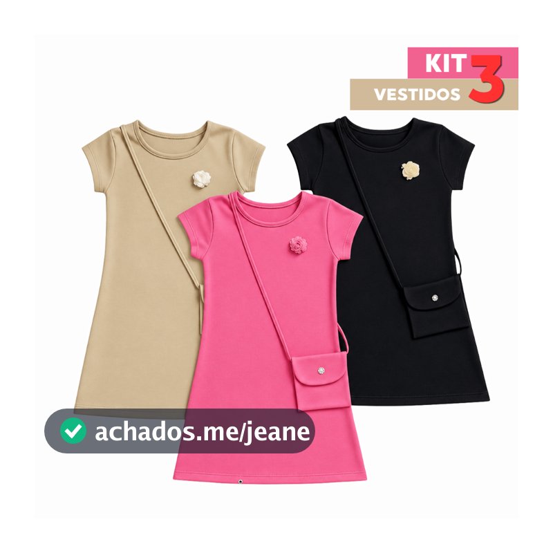 KIT 3 ou 1 Vestidos Infantil Menina Cotton Premium Verão  Inverno  Conforto e Estilo