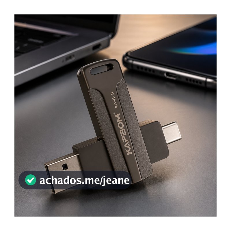 Pendrive 8GB Kapbom KA-R-8 USB 3.0 + Tipo-C 140MB/s Metal OTG Para Notebook Celular Android