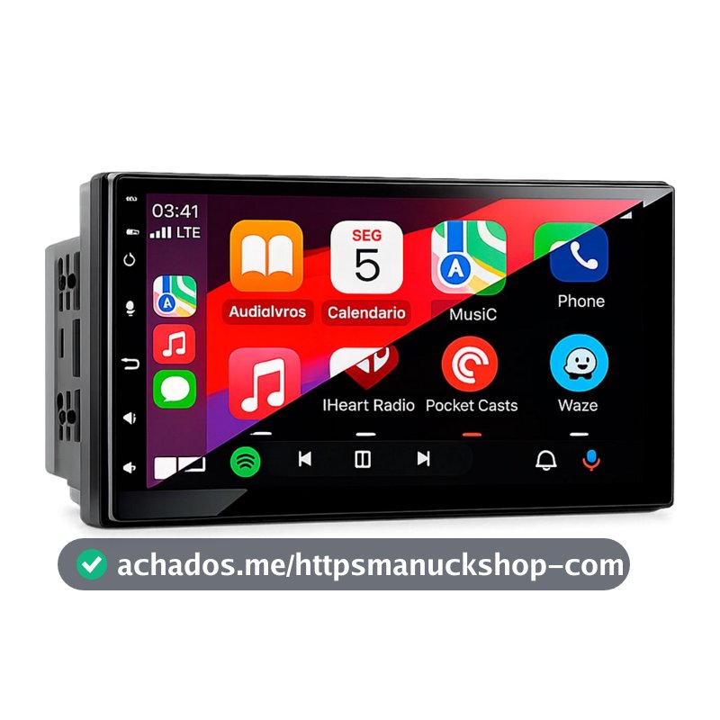 Central Multimídia Mp5 7 Tela de Vidro IPS Carplay Android Auto Sem Fio Espelhamento USB BT