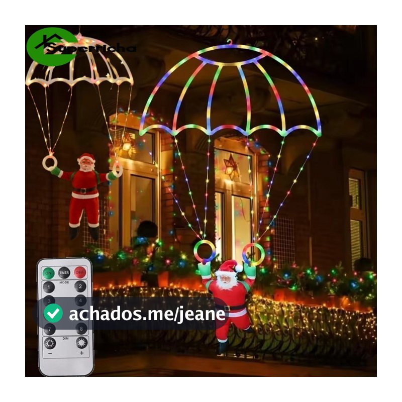 [Feliz Natal] 8 Modos De Iluminação Papai Noel Pára-Quedas LED Lâmpada De | Ornamento De Suspensão Festivo , Para Exibiç