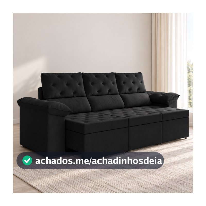 Sofá 3 Lugares Retrátil 210cm Sued York Flash Estofado