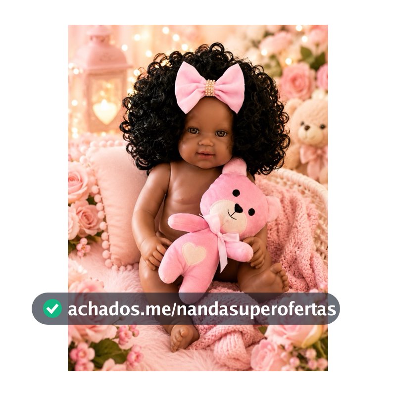 Bebê Reborn Original Menina Linda Meu Xodó 100% Silicone Banho afro preta