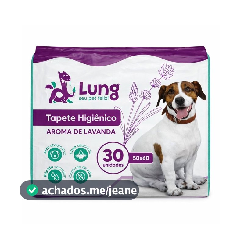 Tapete Higienico com Aroma Lavanda 50x60cm 30Un p/ Cachorro Pet Gel Absorvente Borda Cola Fralda