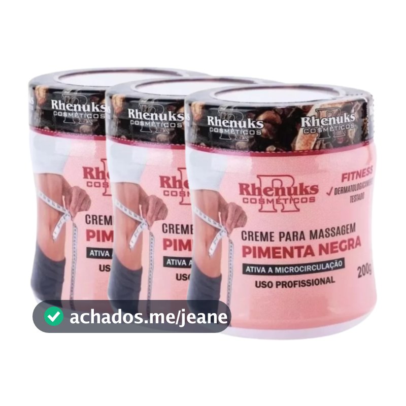 Kit 3 Gel Pimenta Negra 200g - Massageador, Redutor de Medidas e Celulites