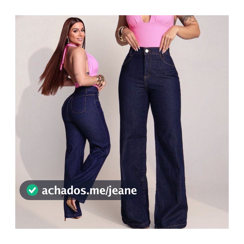 Calça Jeans Feminina Wide Leg Pantalona Escura Cintura Alta 100% Algodão Premium Basica