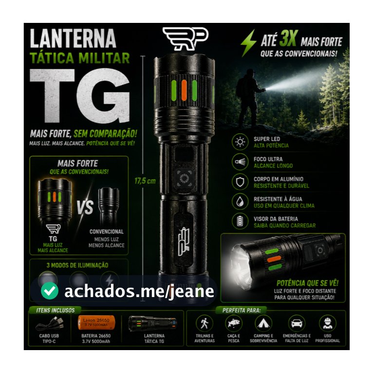 Lanterna Tática Militar Led TG Mais Forte Potente Prova D'água Recarregável Ip67 Acampamento Chácara