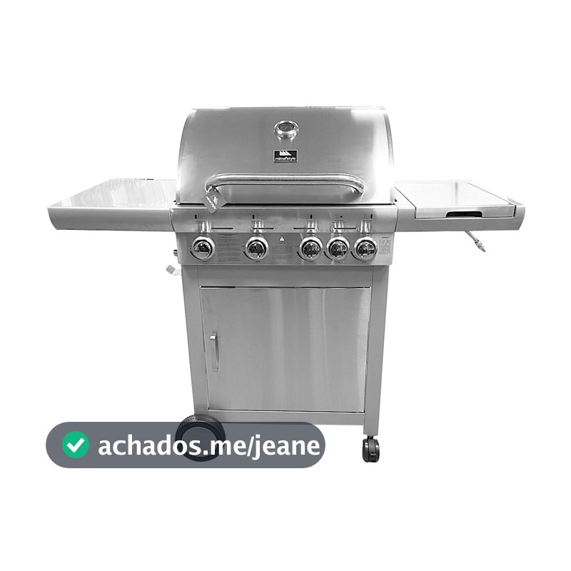 Churrasqueira a Gas de Carrinho Gourmet 4 Queimadores com 1 Queimador Lateral Inox Mimo Style