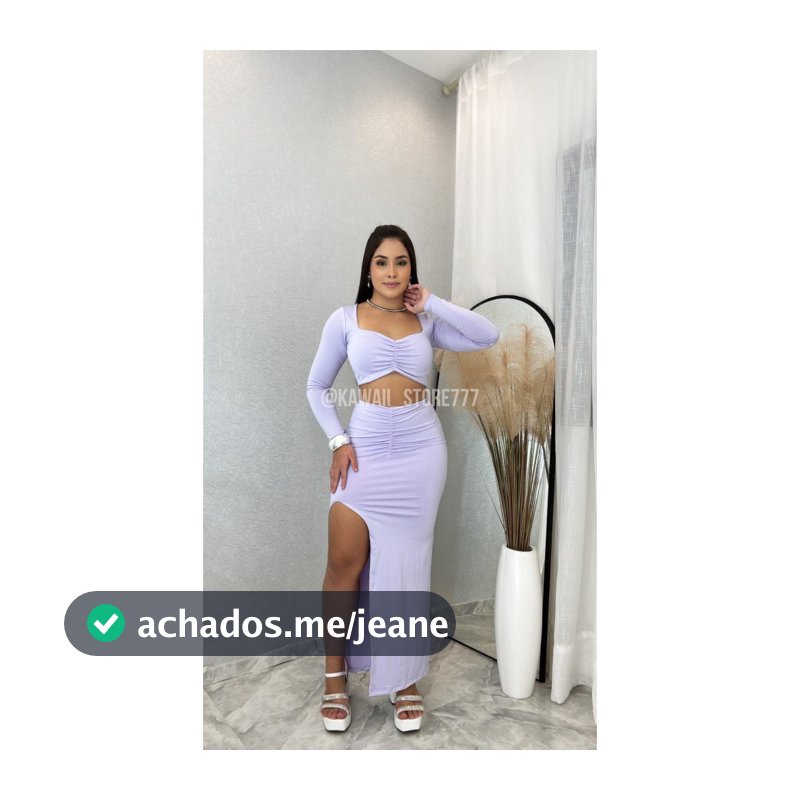 Conjunto Feminino Cropped Manga Longa + Saia Longa Suplex Premium ( Antonia )