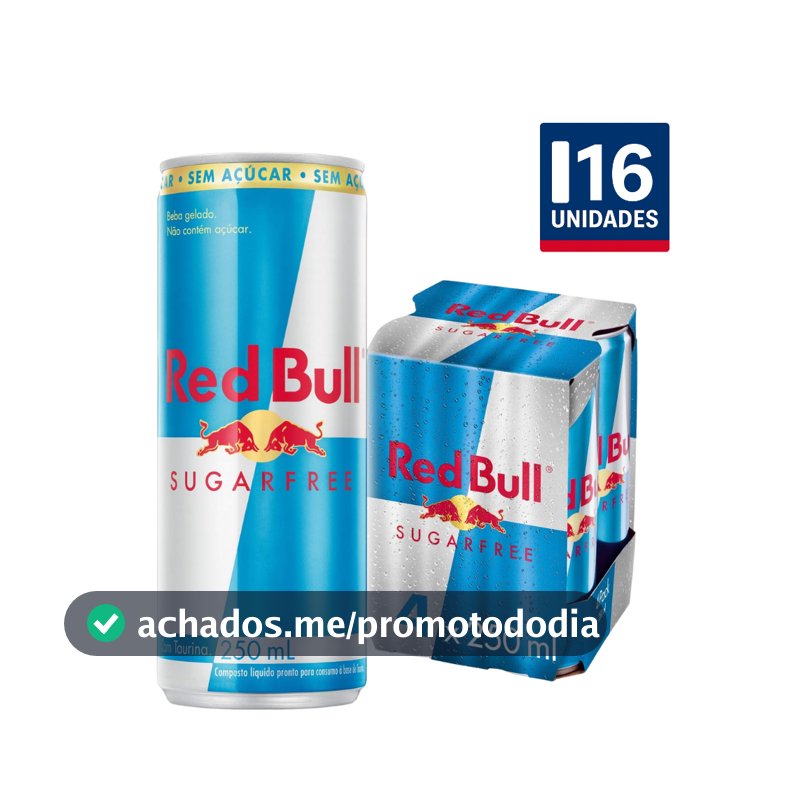 Kit com 16 Energético Red Bull Sugar Free 250ml