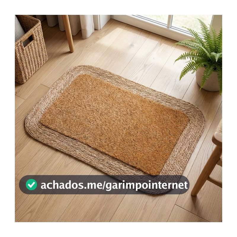Tapete Entrada Natural Rope Grande 60x80 Sala de Estar Premium Elegante