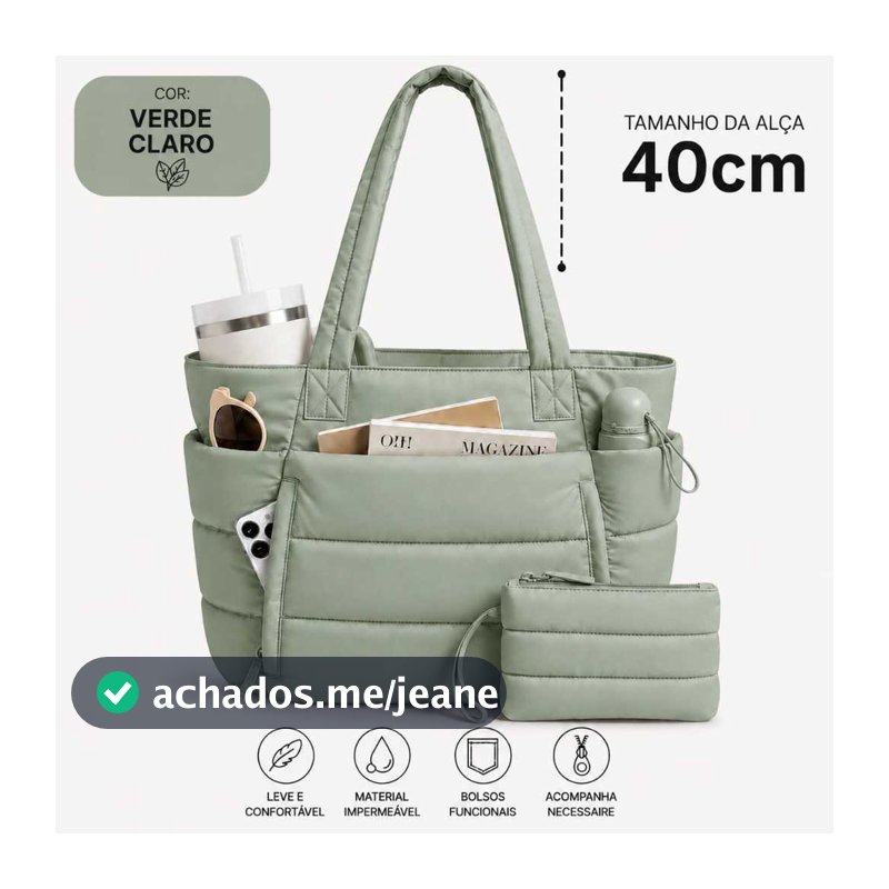 Bolsa Feminina de Ombro Tote Notebook Faculdade Trabalho Comfortável Linda + Necessaire
