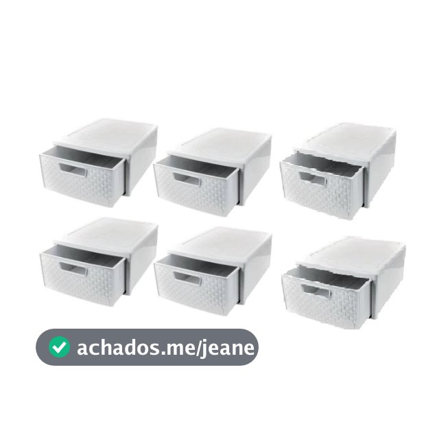 OFERTA KIT Gaveteiro Rattan  Empilhável Preto ou Branco Nitron