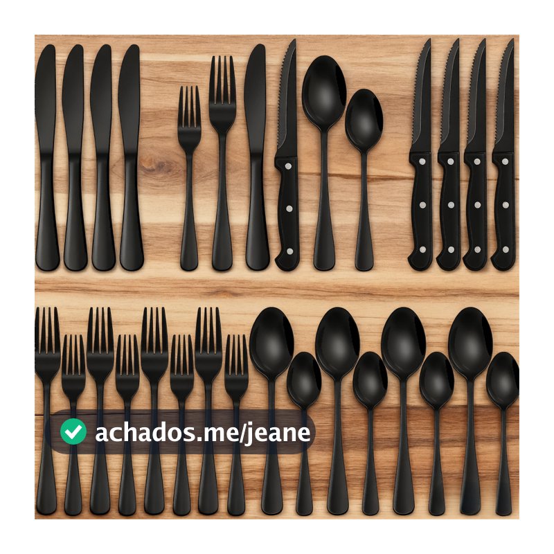 Conjunto De Talheres De Aço Inoxidável Preto Com 24 Peças, Conjunto De Talheres De Qualidade Alimentar, Conjunto
