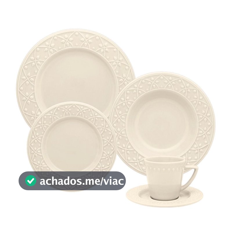 Aparelho de Jantar E Chá 20 Pçs Oxford Mendi Marfim