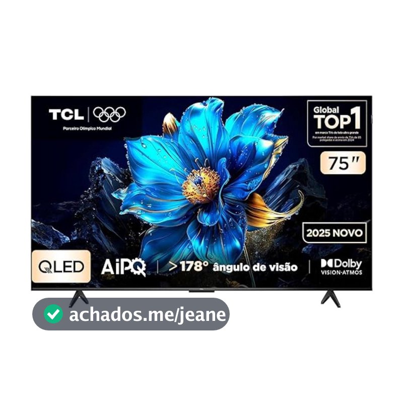 Smart TV TCL 75" 4K UHD QLED TV AiPQ Google Assistente 3 HDMI