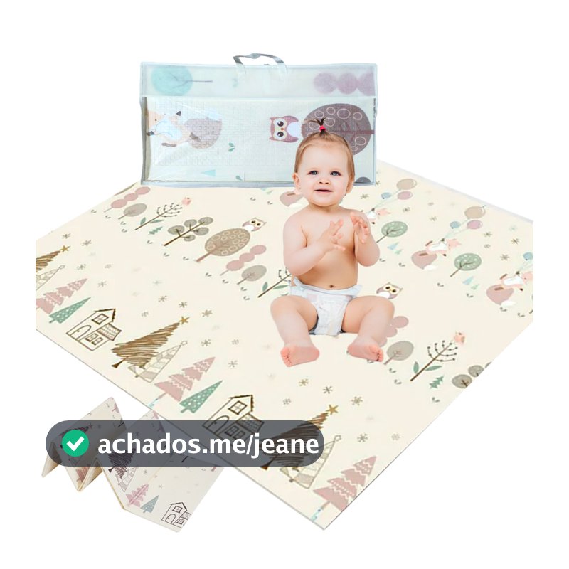 Tapete Infantil Emborrachado Térmico Tatame Antiderrapante Dobrável Dupla Face 6mm 1,80x1,20m