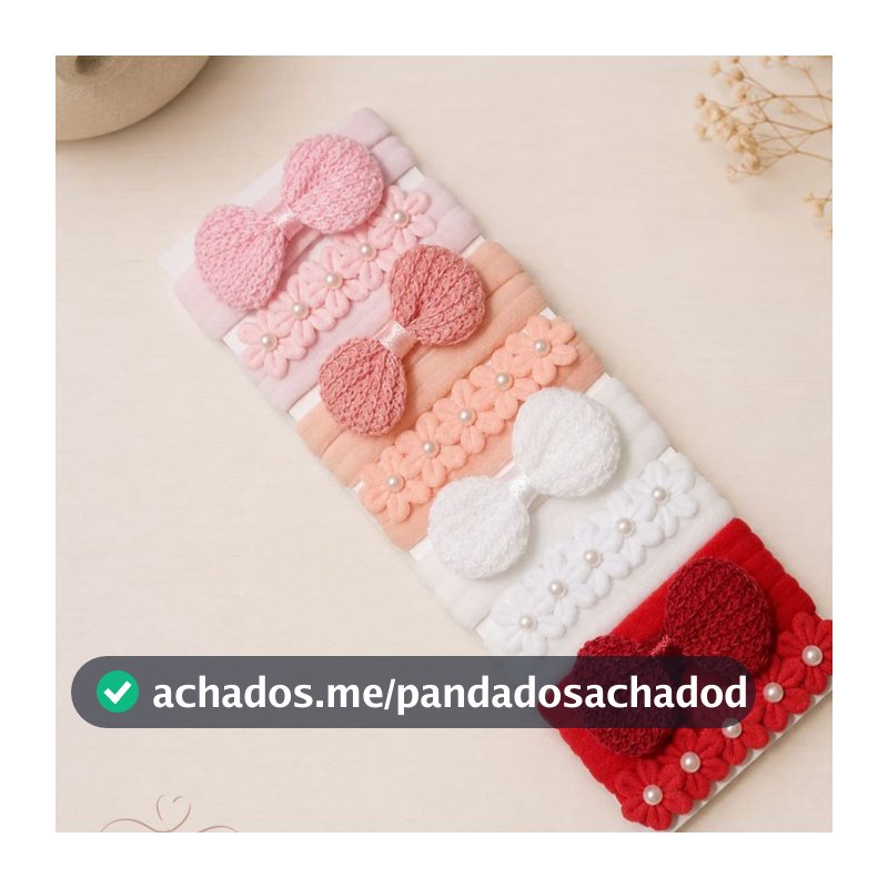 Kit 8 Faixinhas de Cabelo Croche/Flores para Bebê ( RN ate 2 anos) na meia de seda