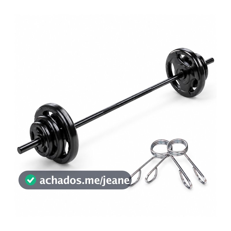 Kit Barra Pump 120cm + Presilhas Variação de Peso de Anilhas Emborrachadas Treino Academia