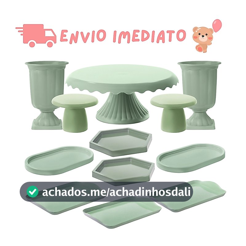 Kit Cake Renda 22cm + 2 Vasos Grego + 2 Mini Slim + 2 Sextavadinhas + 2 Bandejas Oval + 3 Bandejinhas 20x13cm