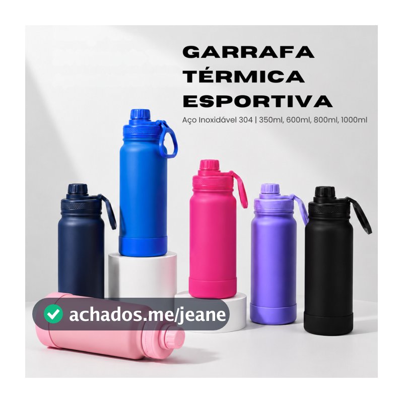 Garrafa Térmica Alça Academia Inox 350ml/600ml/800ml/1000ml