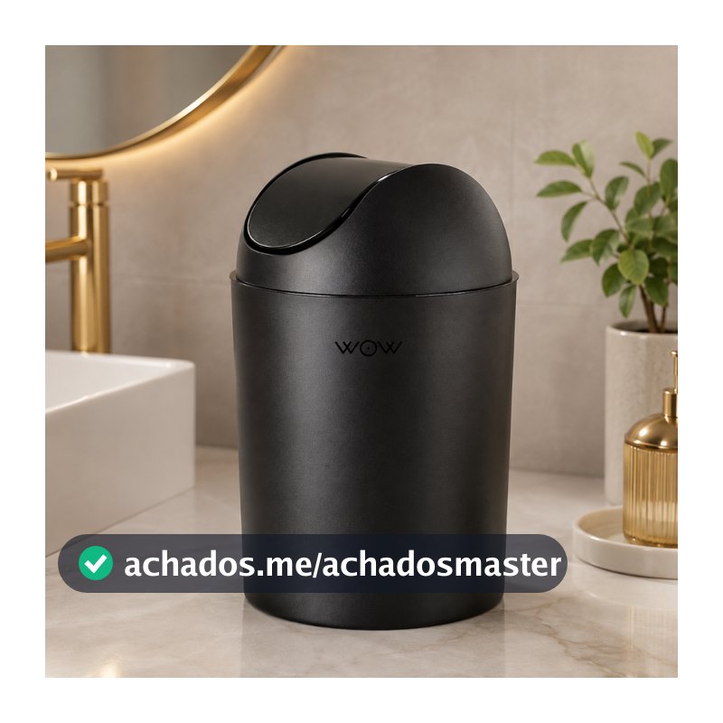 Lixeira  Para Banheiro Tampa Plástica Basculante 5l Preta