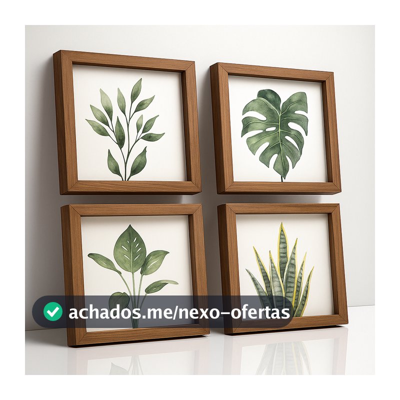 Quadros pra banheiro Botanicos Aquarela Folhas Tropicais Verde Decoração ideal para Banheiro, Quartos, Sala, Cabiceira