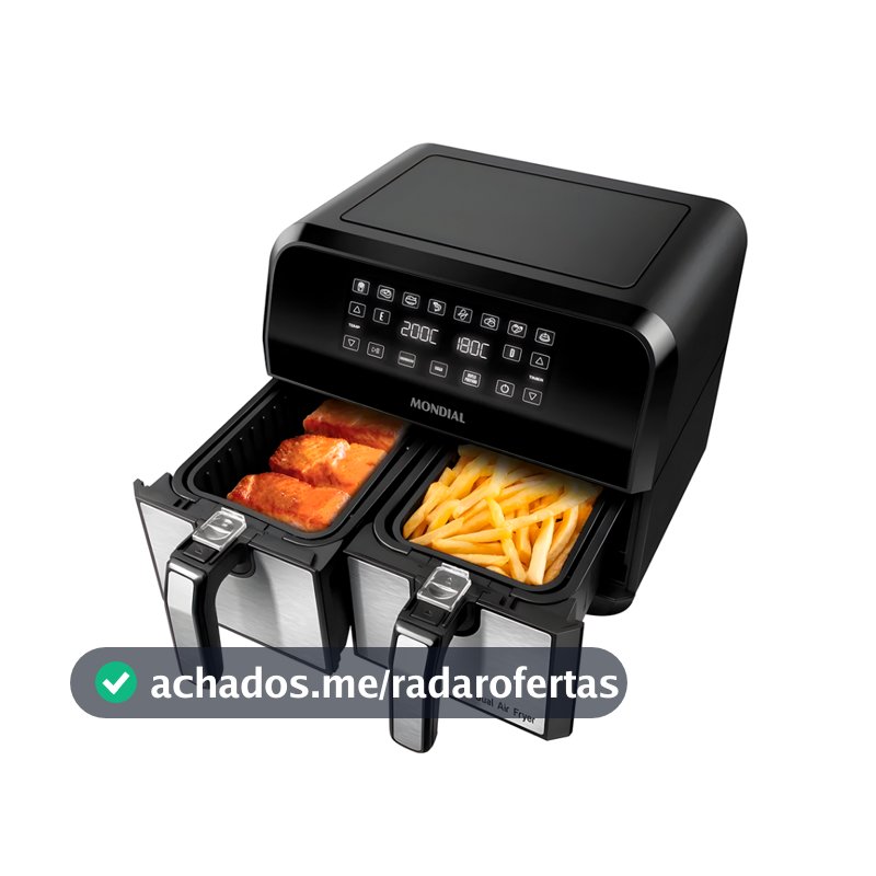 Fritadeira Air Fryer Mondial AFD-01-BI Duplo Cesto 8L 2000W