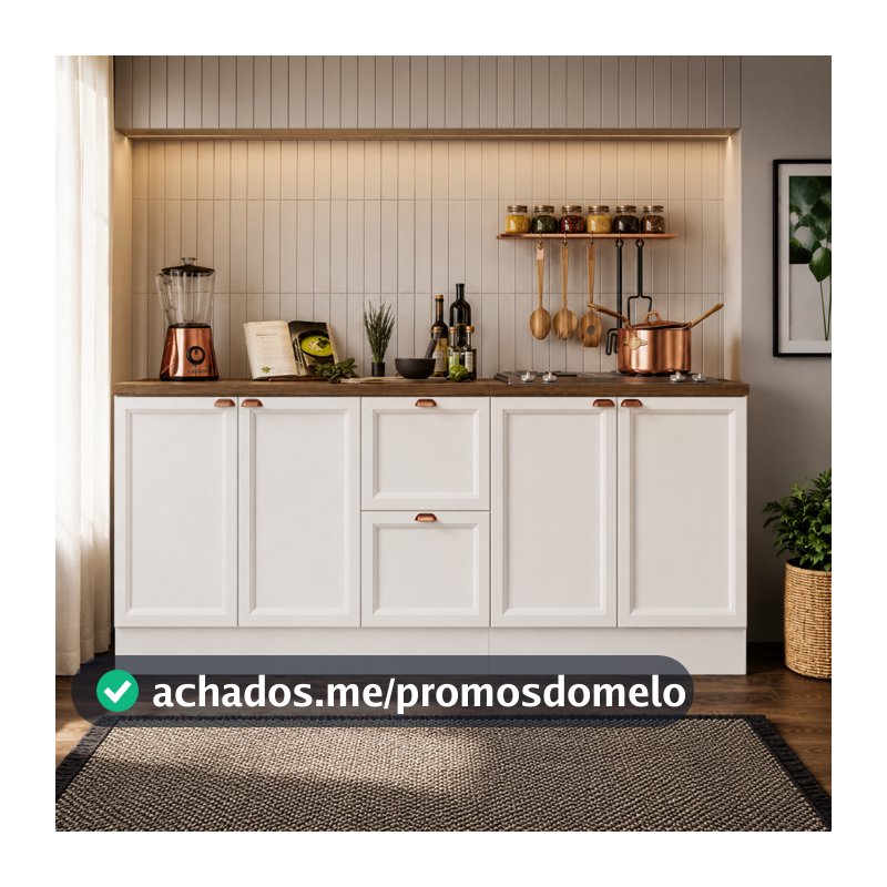 Kit de Cozinha Olívia 2 Balcões com Tampo Poliman Móveis