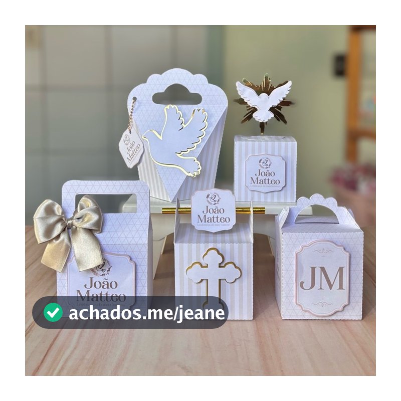 Kit de Personalizados – Batizado Bege | Lembrancinhas prontas para Festas e Aniversários