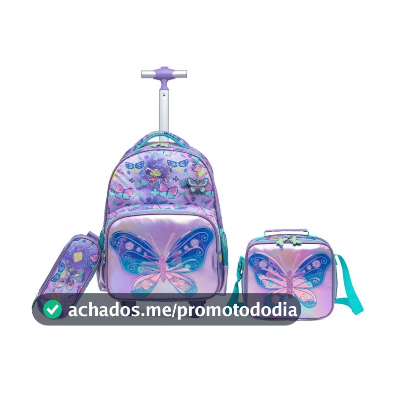 Kit Mochila Escolar Borboleta Feminino Resistente
