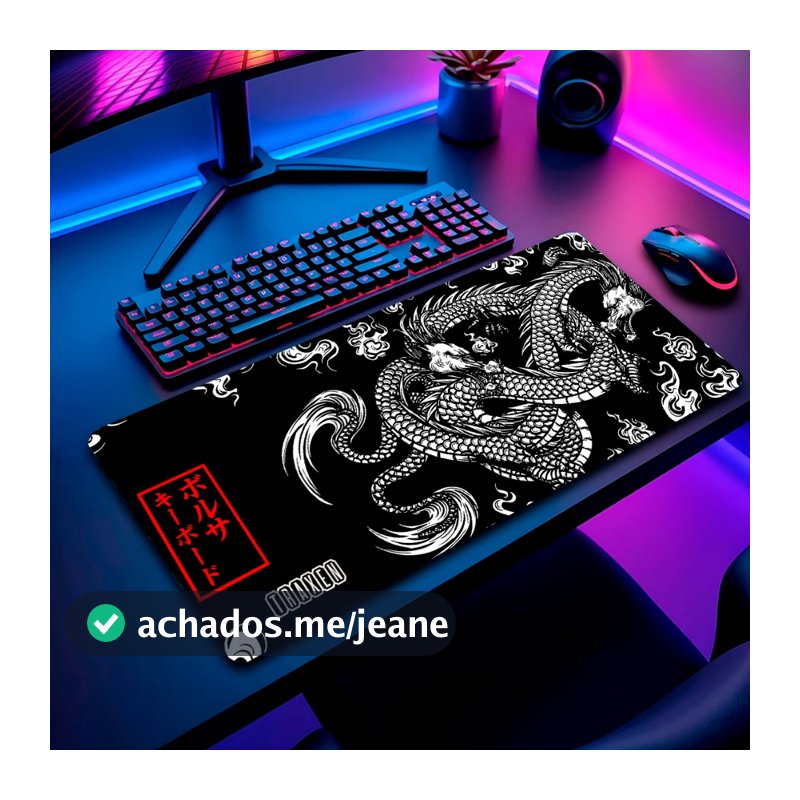 Mouse Pad Gamer Traxen  32x27cm / 60x30cm / 70x35cm  Estampas Dragao Chines + Porta Copo
