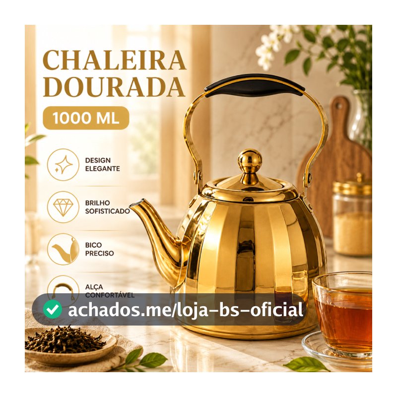 Chaleira aço Inoxidavel 1000ML Indução e Gás – Chaleira Elegante para Chá / Café, com Infusor