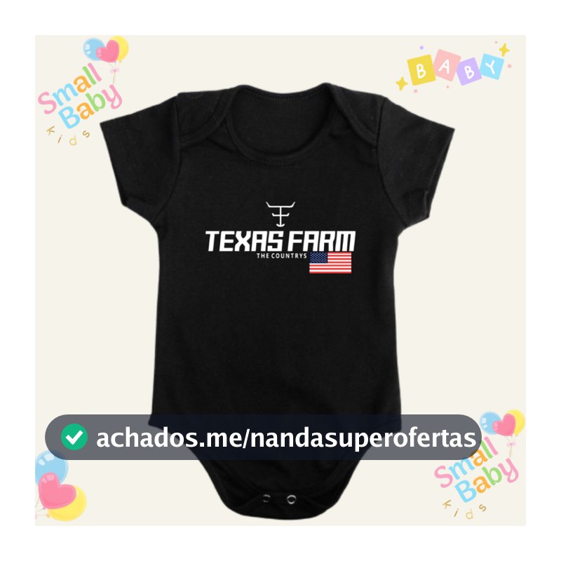 Body Bebe Infantil  Estampado  Texas Farm TXC USA Moda Country Manga Curta