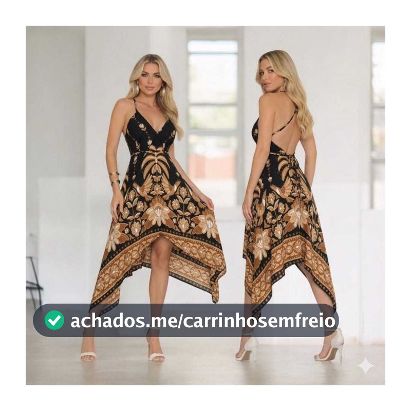 Vestido Feminino Midi Pontas Tecido Duna Alcinha Casual Elegante