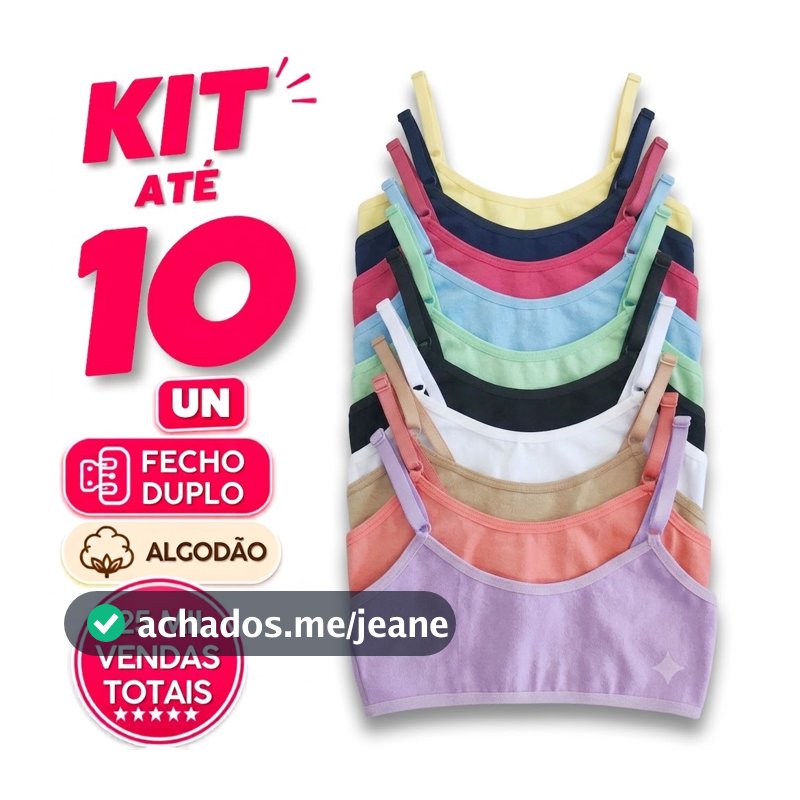 Kit Sutiãs Liso Cotton Algodão Infantil Juvenil Maya Conforto Menina Básico Usar Uniforme PROMOÇÃO