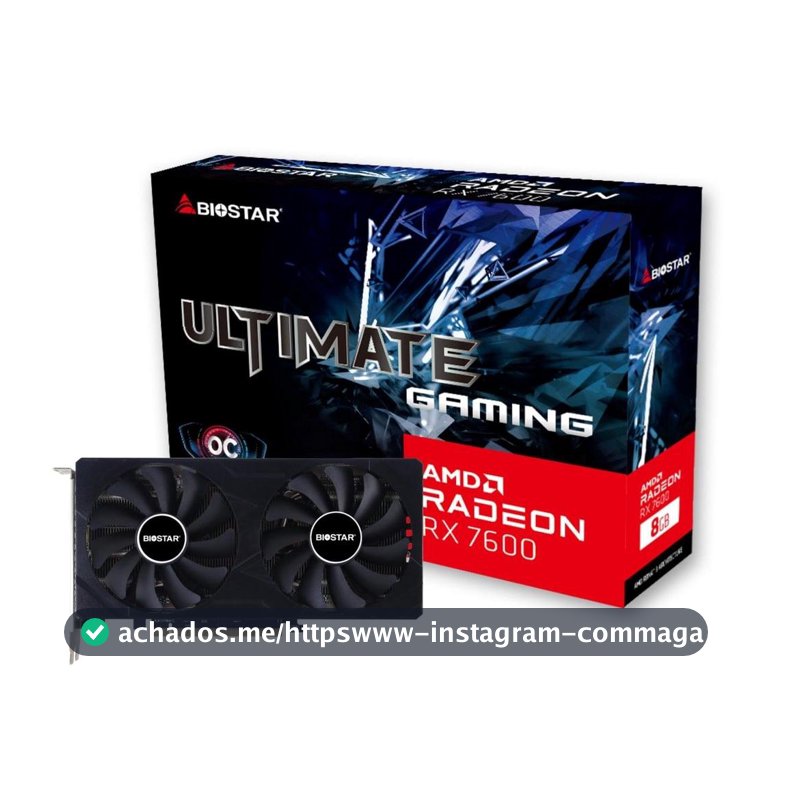 Placa De Vídeo Biostar AMD Radeon RX 7600 OC Ultimate Gaming, 8GB, GDDR6, FSR, Ray Tracing, VA76S6RM81