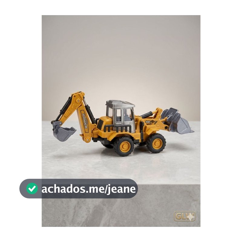Retroescavadeira de Brinquedo Realista - Trator Miniatura Articulado com Caçamba de Metal/ABS