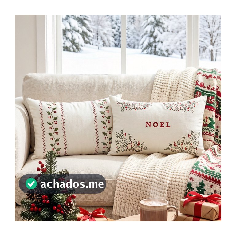 Capa De Almofada Lombar Branca Para Árvore De Natal , 30x50cm , Decorativa De Inverno Sofá
