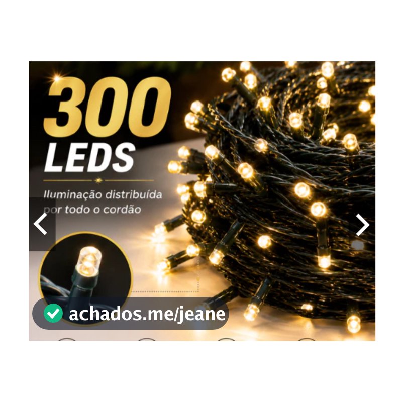 Cordão 300 Leds Com Strobo 30 Metros Natal Festa Pista Paris Branco-quente | Strobo-frio | Fio Verde Escuro