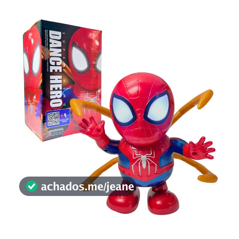 Boneco Homem Aranha Robô Dance Hero Dança Música Mexe Braços Pernas Spider Marvel Brinquedo Infantil