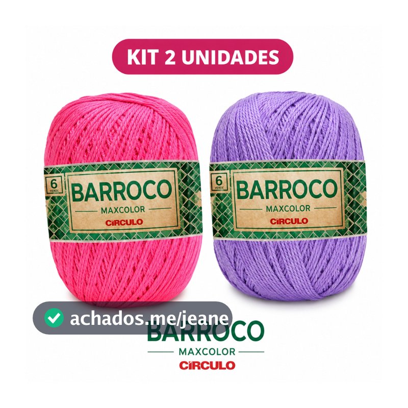 BARBANTE BARROCO KIT 2 FIOS MAXCOLOR Nº6 200G  CIRCULO DA MESMA COR