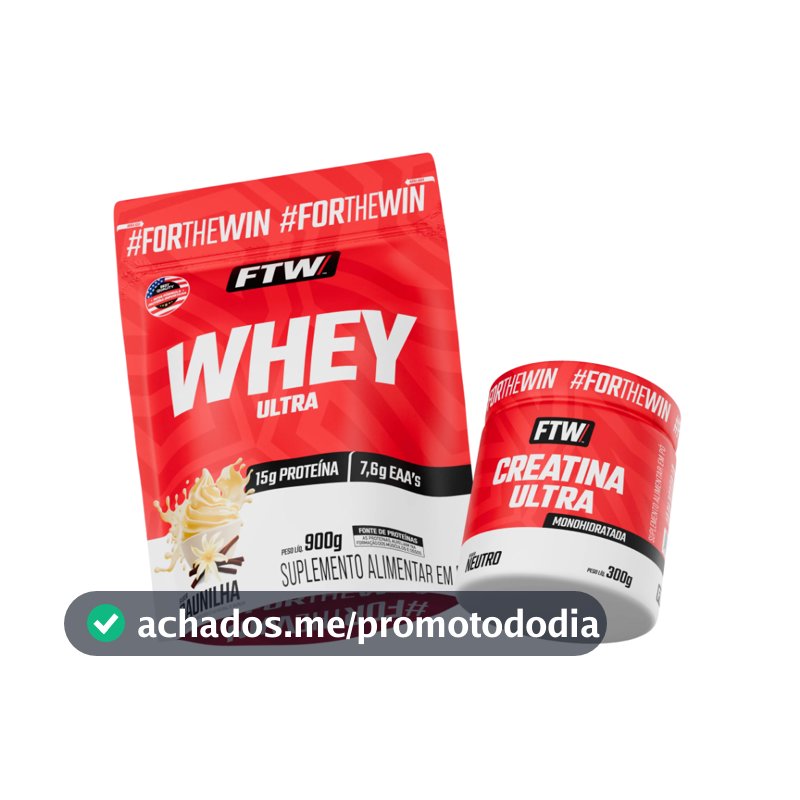 Kit Whey Ultra Protein Refil 900g + Creatina Ultra Pote 300g - FTW