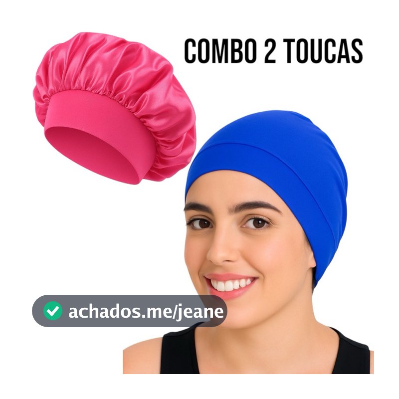Combo Touca NERO + Touca de Cetim Faixa Larga | Proteção Dia e Noite | Antifrizz Para Todos os Tipos de Cabelos, Unissex
