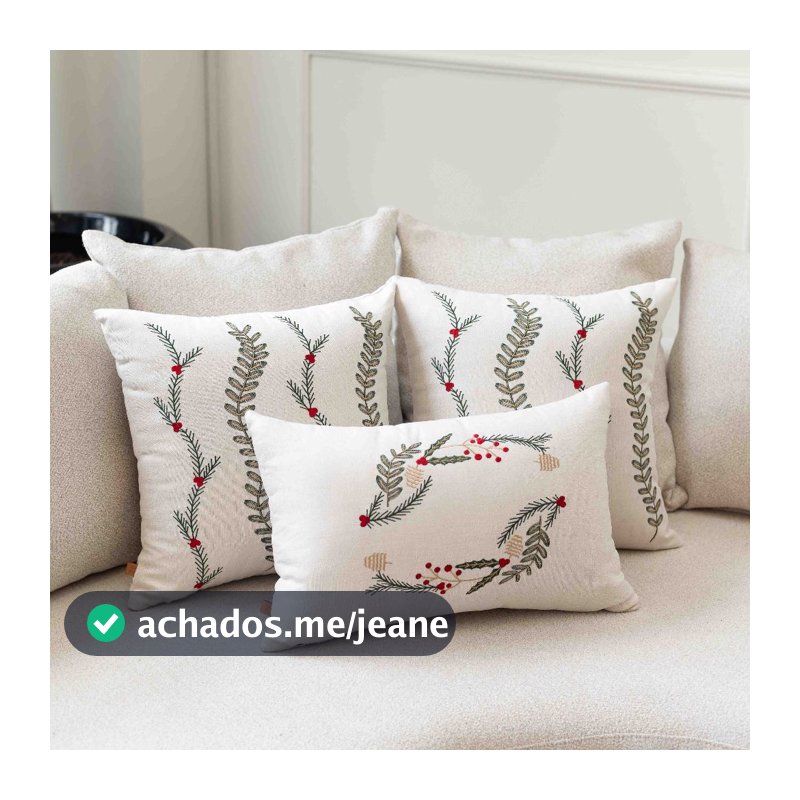 Kit Almofadas Natalinas Bordadas Ramos