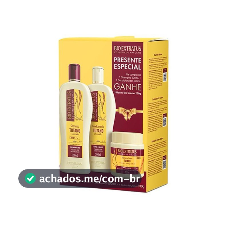 Bio Extratus Kit Tutano – Recuperação e Brilho Intenso(Shampoo + Condicionador + Banho de Creme 230gr)