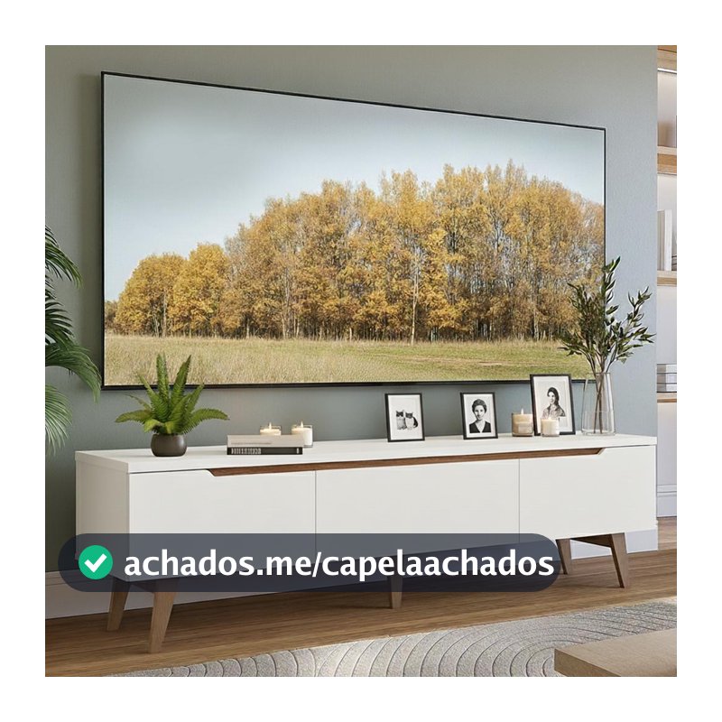 Rack para TV até 80 Polegadas 180cm 2 Portas 1 Gaveta Branco/Rustic Toronto Madesa